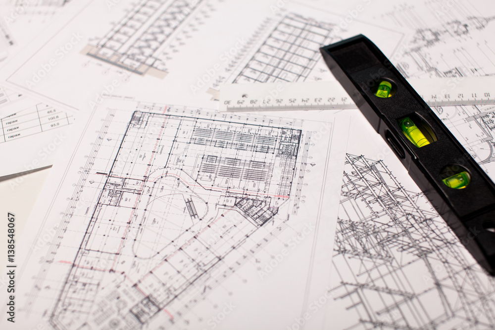 Architecture background: Construction plan tools and blueprint drawings Architecture background: Construction plan tools and blueprint drawings