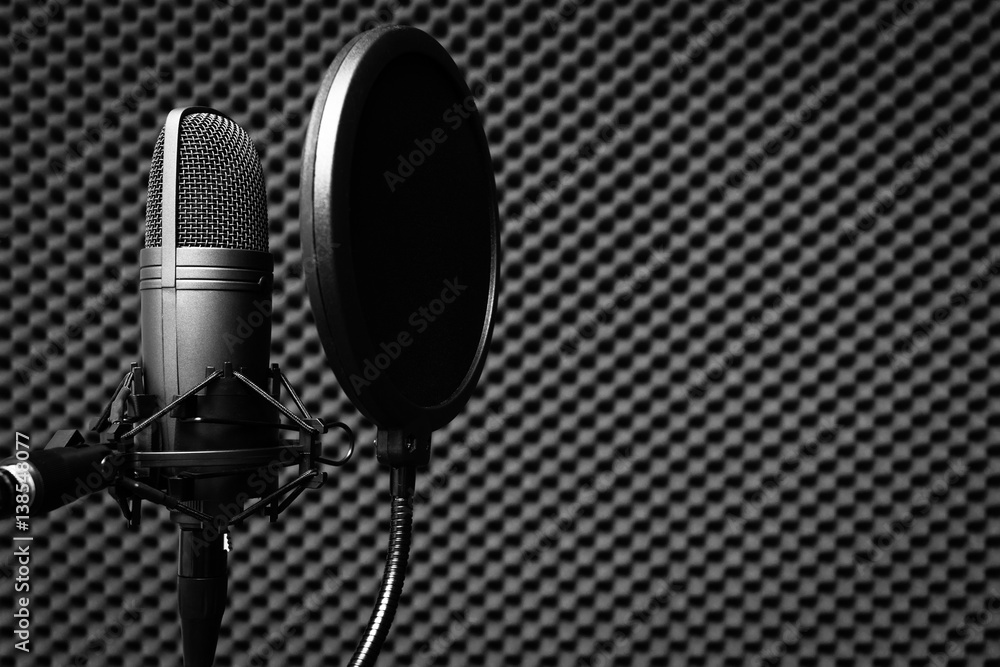 condenser microphone in recording studio for music background Stock Photo |  Adobe Stock