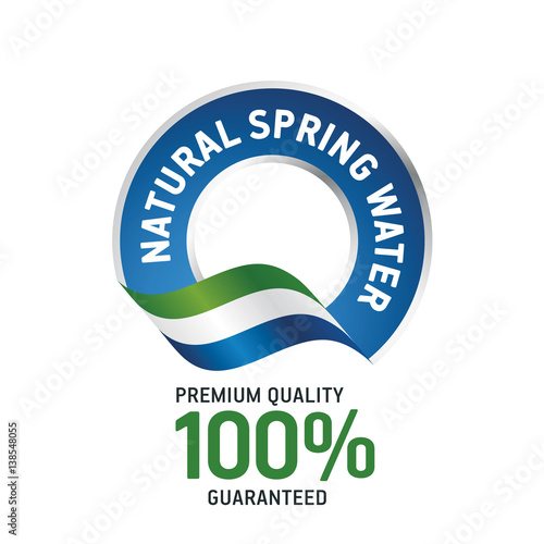 Natural Spring Water blue ribbon label logo icon