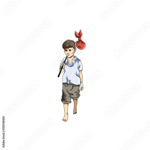 Vector illustration with walking boy