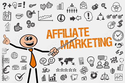 Affiliate Marketig / Mann mit Symbole photo