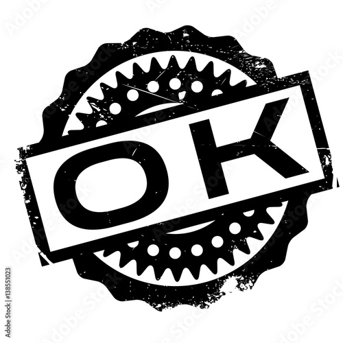 Ok rubber stamp. Grunge design with dust scratches. Effects can be easily removed for a clean, crisp look. Color is easily changed.