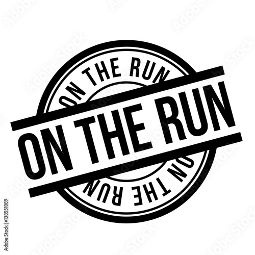 On The Run rubber stamp. Grunge design with dust scratches. Effects can be easily removed for a clean, crisp look. Color is easily changed.