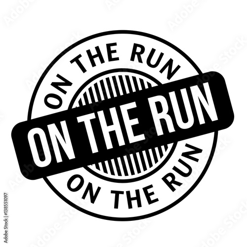 On The Run rubber stamp. Grunge design with dust scratches. Effects can be easily removed for a clean, crisp look. Color is easily changed.