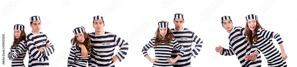 Pair of prisoners isolated on white Pair of prisoners isolated on white