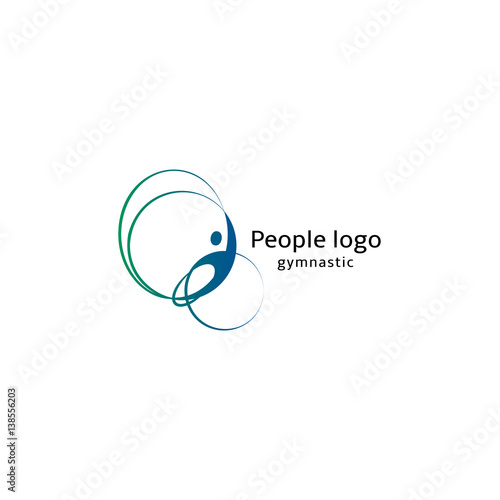 Isolated abstract blue and green color human body silhouette with circular elements logo on white background vector illustration.