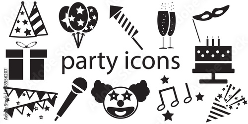 Party icons vector isolated in white background.
