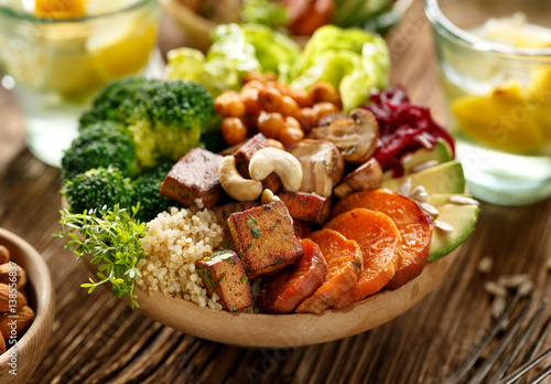 Buddha bowl, healthy and balanced vegan meal