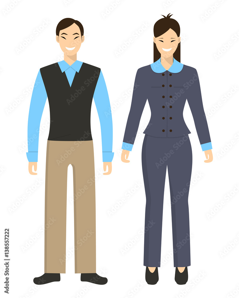Isolated chinese couple on white background. Woman and man in traditional costumes in modern style. Isolated chinese couple on white background. Woman and man in traditional costumes in modern style.