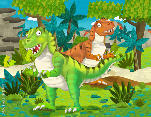 Fototapeta cartoon dinozaurów tyranozaura ilustracja dla dzieci