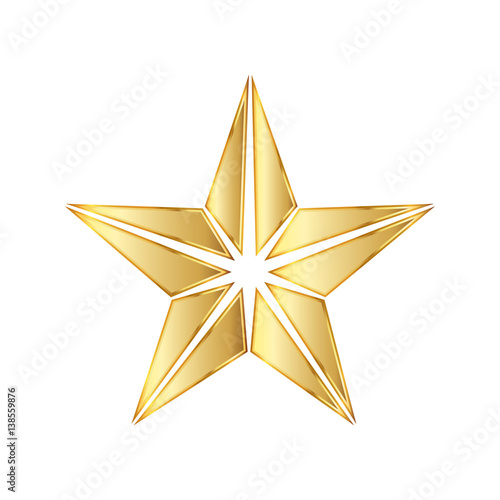 Golden star icon. Vector illustration.