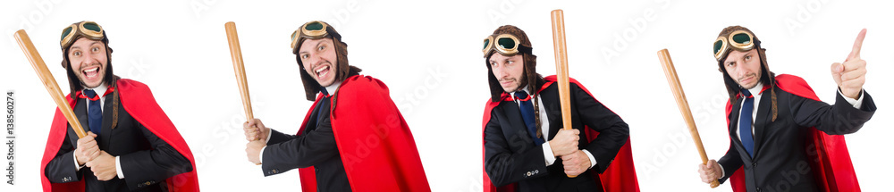 Man wearing red clothing in funny concept Man wearing red clothing in funny concept