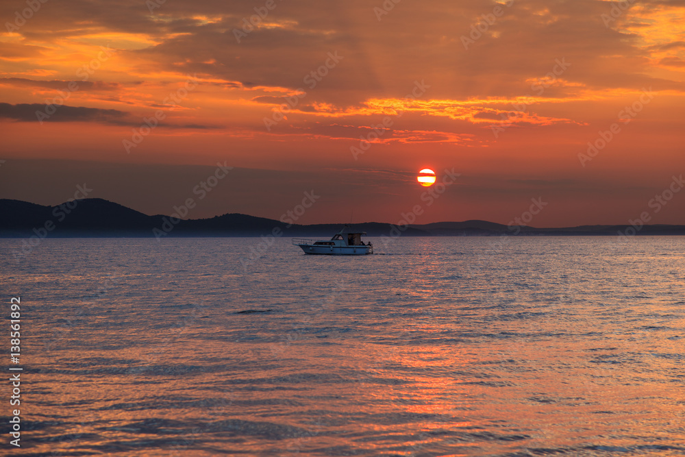 Sunset off the coast of Zadar in Croatia