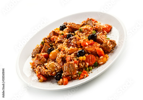 Risotto - roast meat, rice and vegetables 