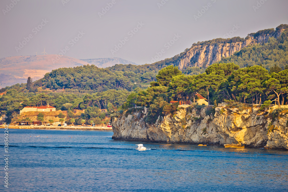 Split rocky coast summer view