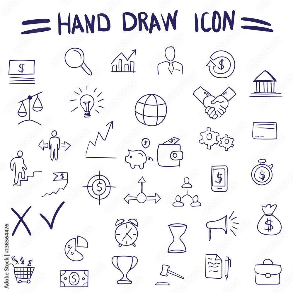 Hand drawing. Business icons. For your design. Hand drawing. Business icons. For your design.
