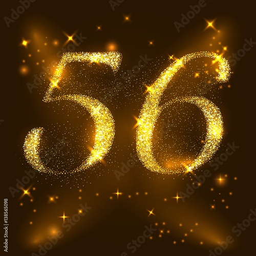 Alphabets Number 5 and 6 of gold glittering stars. Illustration vector