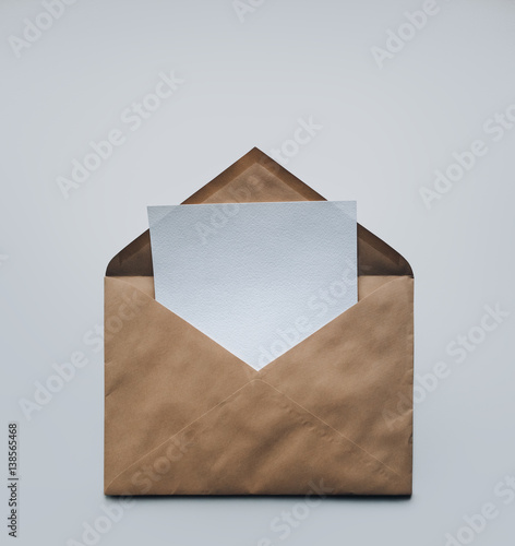 Clean sheet of paper in an envelope.