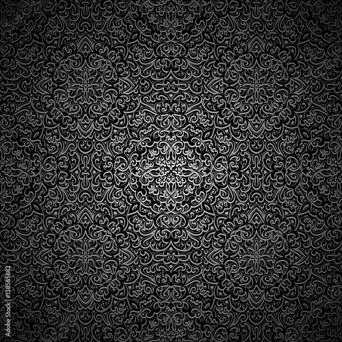 Vintage black background, dark swirls pattern