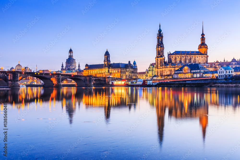 Dresden, Germany. Cathedral of the Holy Trinity or Hofkirche, Bruehl's Terrace.