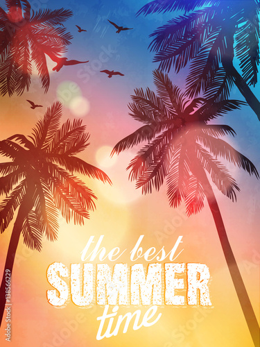 Summer beach illustration. Inspiration card for wedding, date, birthday, party invitation