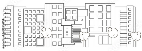 modern street scenery in flat design style