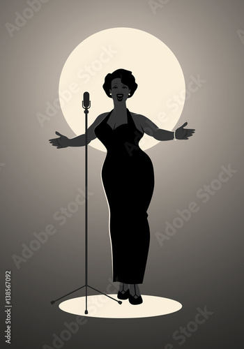 Elegant, curvy and sexy Jazz singer woman singing a melody