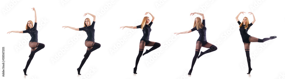 Woman dancing isolated on the white