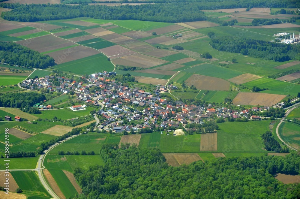 aerial view of the rural area  near Moos Rheinmuenster in Baden Germany