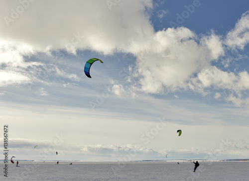 kiting in the snow.