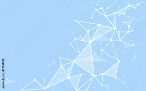 White blue background with connecting dots and lines.