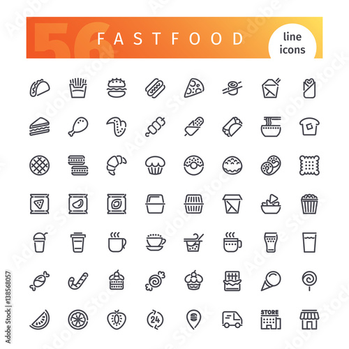 Fastfood Line Icons Set