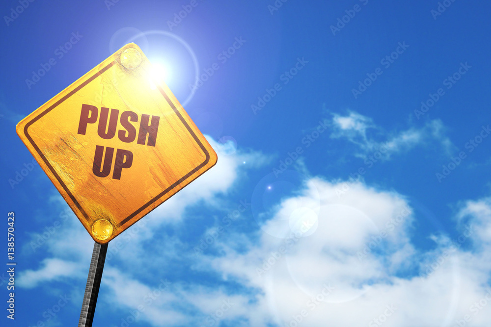 Naklejka premium Pushup, 3D rendering, traffic sign