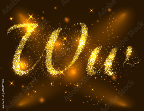 Alphabets W of gold glittering stars. Illustration vector