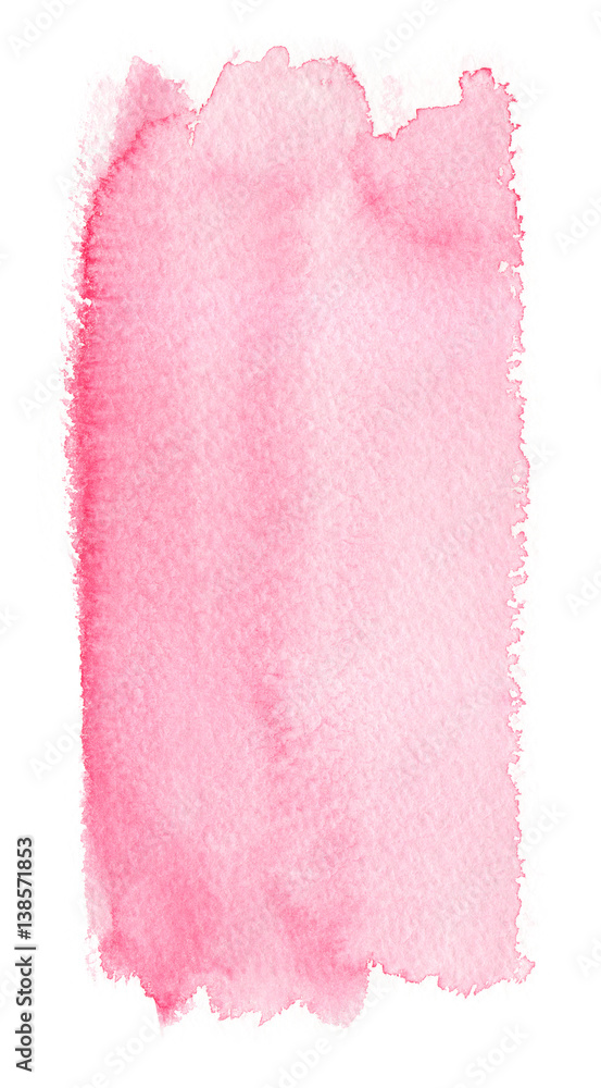 Long pastel pink paint rectangle painted in watercolor on clean white background