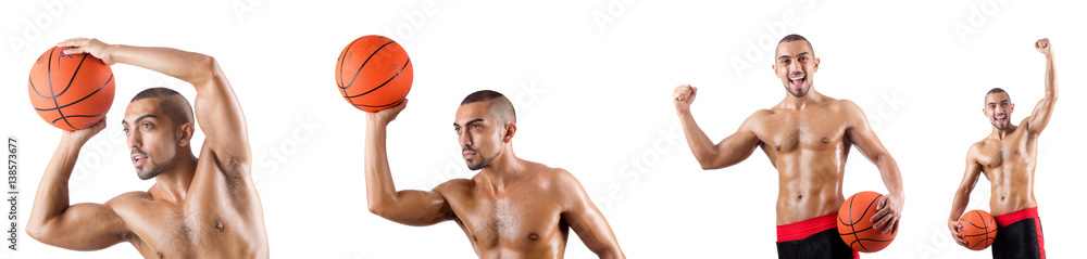 Young basketball player isolated on white Young basketball player isolated on white
