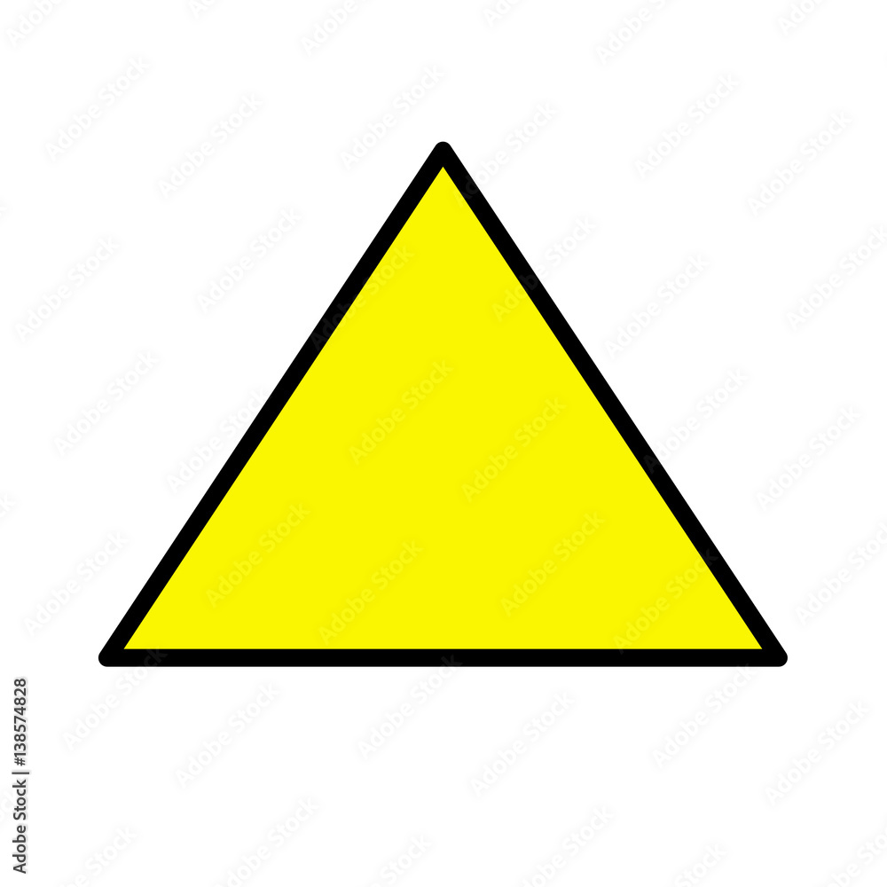 Yellow triangle traffic sign icon. Isolated vector on white background. Yellow triangle traffic sign icon. Isolated vector on white background.