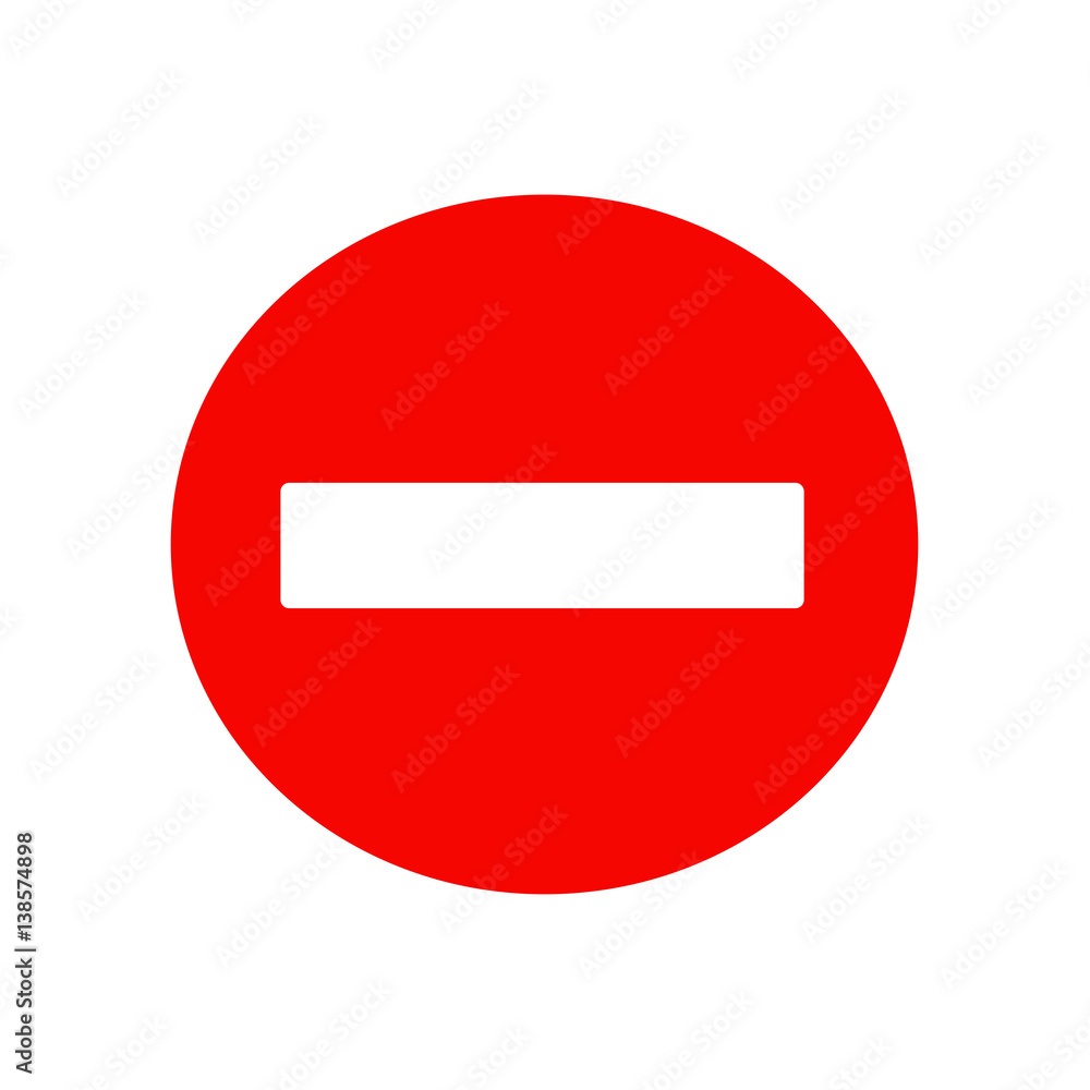 No entry traffic sign icon. Isolated vector on white background. No entry traffic sign icon. Isolated vector on white background.