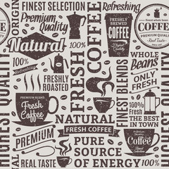 Handdoek met foto Koffie patronen Typografisch koffiehuis patroon vintage stijl  © Vlad Klok