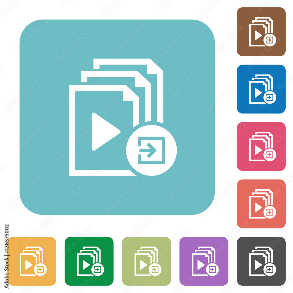 Import playlist rounded square flat icons Import playlist rounded square flat icons
