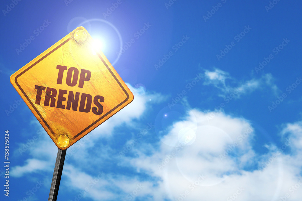 Naklejka premium top trends, 3D rendering, traffic sign