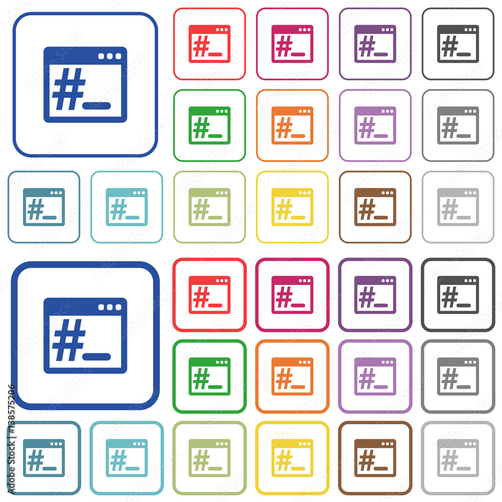 Linux root terminal outlined flat color icons Linux root terminal outlined flat color icons