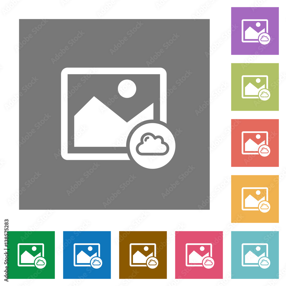 Cloud image square flat icons Cloud image square flat icons