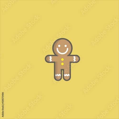 gingerbread man icon flat design