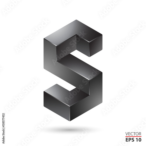 S logo black letter 3d