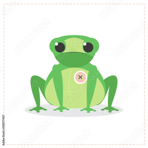 Frog, funny plush toy. Vector cartoon