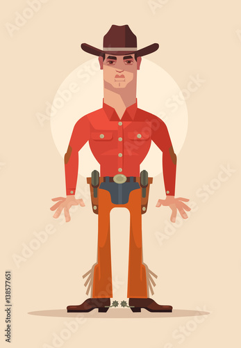 Cowboy sheriff character. Vector flat cartoon illustration