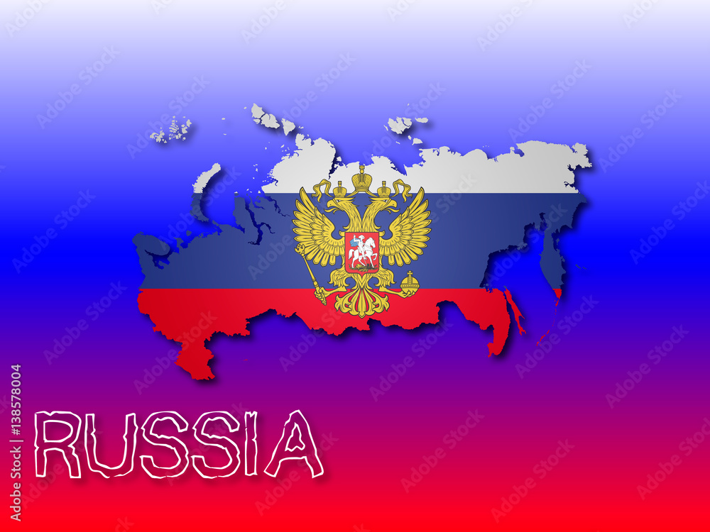 Russia flag and map