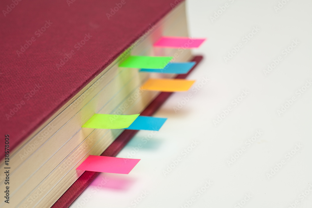 Coloured Sticky Page Markers in a text book