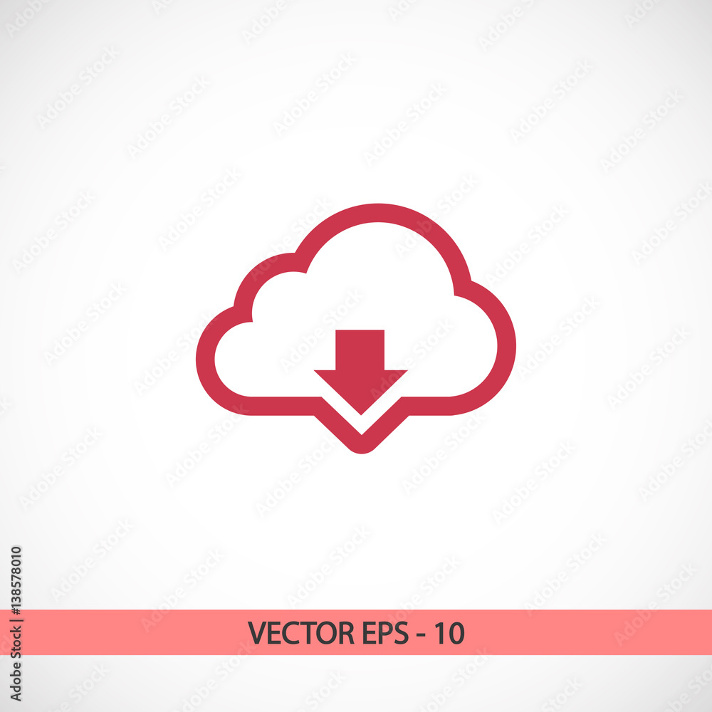 Vector cloud computing download icon, vector illustration. Flat design style Vector cloud computing download icon, vector illustration. Flat design style